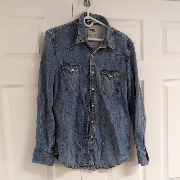 Levi's Other - Levi's Blue Denim Button-Up Shirt *Distressed*
